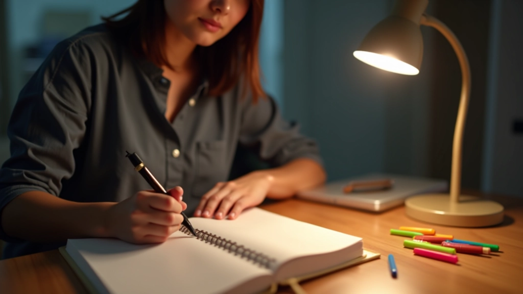 Freelancer planning schedule with calendar and color-coded notebook