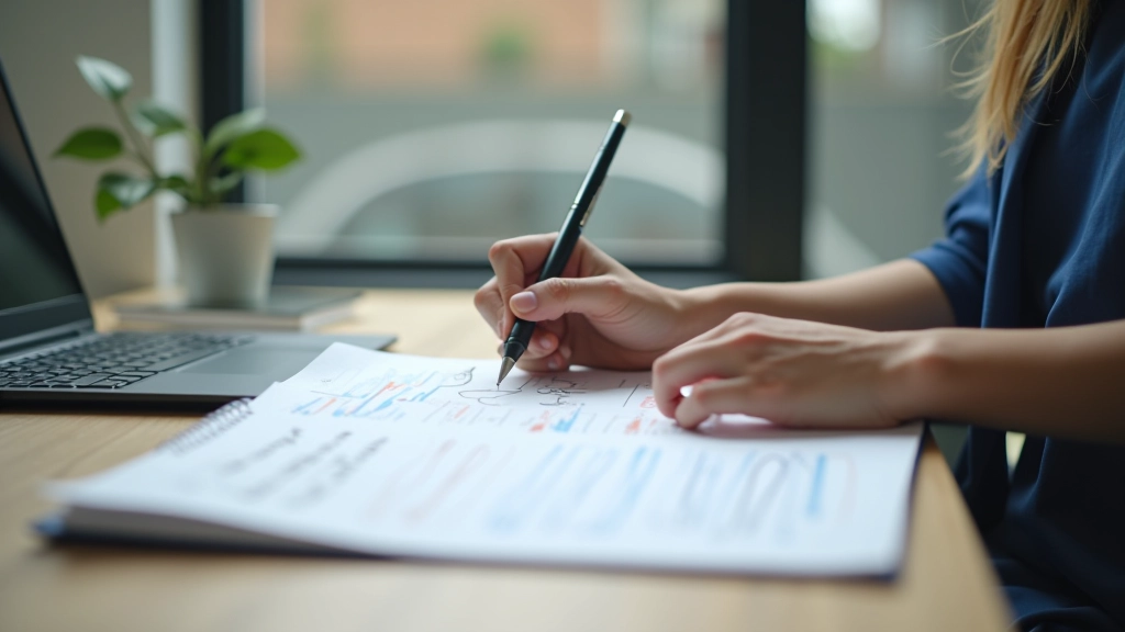 Freelancer writing handwritten notes tracking daily productivity metrics and time block completion rates
